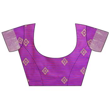 Pink woven cotton silk saree with blouse 5