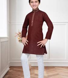 Maroon Cotton Kids Kurta Pyjama For Boys