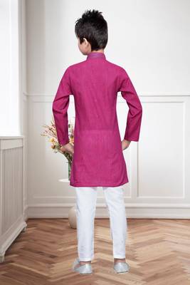 Purple Cotton Kids Kurta Pyjama For Boys 3