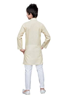 Cream Cotton Kids Kurta Pyjama For Boys 2