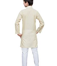 Cream Cotton Kids Kurta Pyjama For Boys
