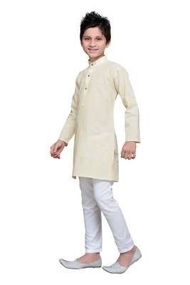 Cream Cotton Kids Kurta Pyjama For Boys 1