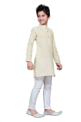 Cream Cotton Kids Kurta Pyjama For Boys 4