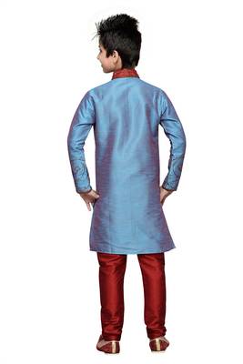 Rama Green Art Silk Kids Kurta Pyjama For Boys 2