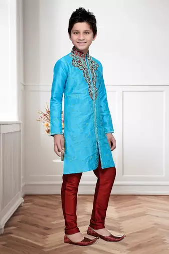 Feeroze Art Silk Kids Kurta Pyjama For Boys