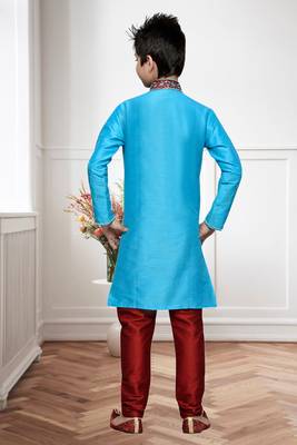 Feeroze Art Silk Kids Kurta Pyjama For Boys 3