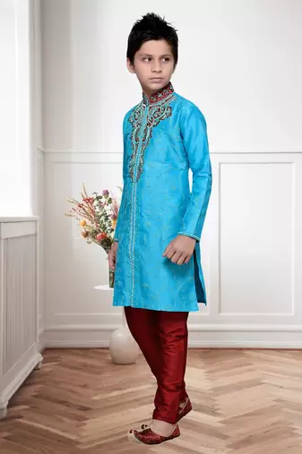 Feeroze Art Silk Kids Kurta Pyjama For Boys