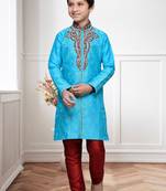 Feeroze Art Silk Kids Kurta Pyjama For Boys