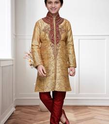 Chikoo Art Silk Kids Kurta Pyjama For Boys