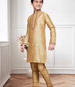 Chikoo Art Silk Kids Kurta Pyjama For Boys