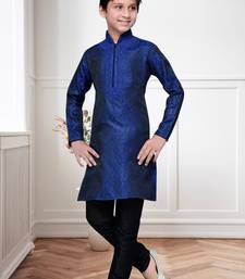 Royal blue brocket kids kurta pyjama for boys