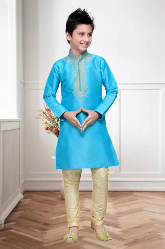 Feeroze Art Silk Kids Kurta Pyjama For Boys