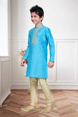 Feeroze Art Silk Kids Kurta Pyjama For Boys 3