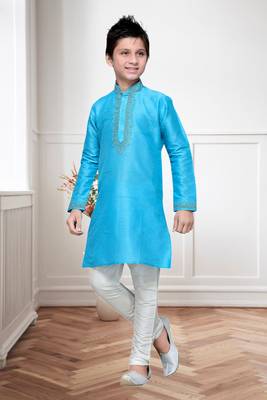 Feeroze Art Silk Kids Kurta Pyjama For Boys 2