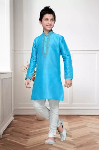 Feeroze Art Silk Kids Kurta Pyjama For Boys