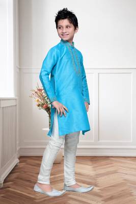 Feeroze Art Silk Kids Kurta Pyjama For Boys 3