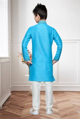 Feeroze Art Silk Kids Kurta Pyjama For Boys 4