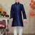 Navy Blue Art Silk Kids Kurta Pyjama For Boys