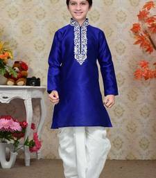 Royal Blue Art Silk Kids Kurta Pyjama For Boys