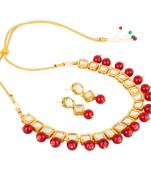 Fashion Jewellery Gold Plated Kundan Onyx Necklace Set for Women Traditional Wedding