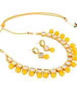 Fashion Jewellery Gold Plated Kundan Onyx Necklace Set for Women Traditional Wedding