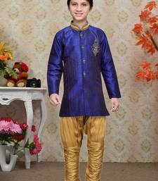 Royal Blue Art Silk Kids Kurta Pyjama For Boys