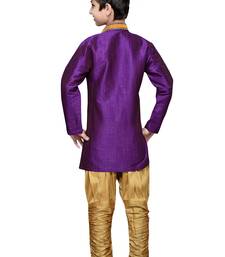 Purple Art Silk Kids Kurta Pyjama For Boys