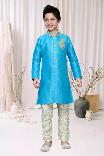 Feeroze Art Silk Kids Kurta Pyjama For Boys