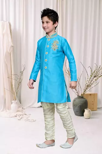 Feeroze Art Silk Kids Kurta Pyjama For Boys