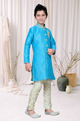 Feeroze Art Silk Kids Kurta Pyjama For Boys