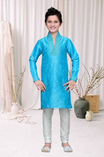 Feeroze Art Silk Kids Kurta Pyjama For Boys
