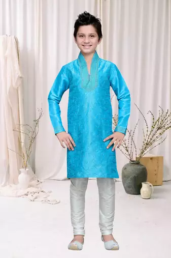 Feeroze Art Silk Kids Kurta Pyjama For Boys