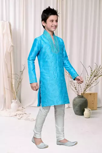 Feeroze Art Silk Kids Kurta Pyjama For Boys