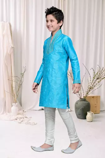 Feeroze Art Silk Kids Kurta Pyjama For Boys