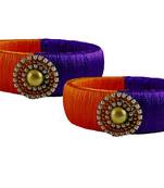 Handmade Orange and Blue Silk Thread Bangles set 3