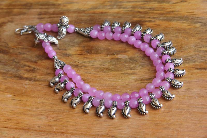 Pink double layered oxidized necklace