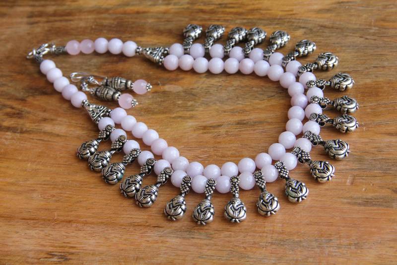 Pink double layered oxidized necklace