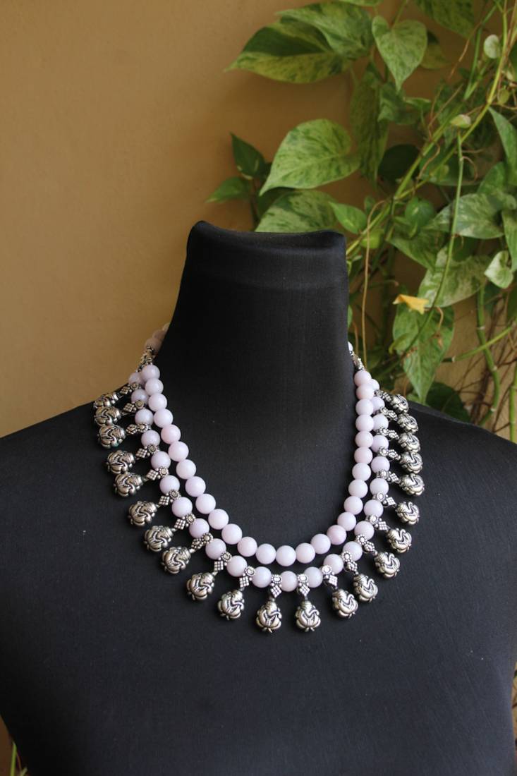 Pink double layered oxidized necklace