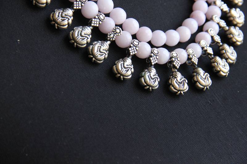 Pink double layered oxidized necklace