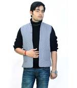 Stylish Pure Cotton Grey Men Quilted Nehru Jacket