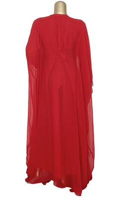 Maroon Crystal & Beads Embellished Georgette Kaftan Gown Farasha 5