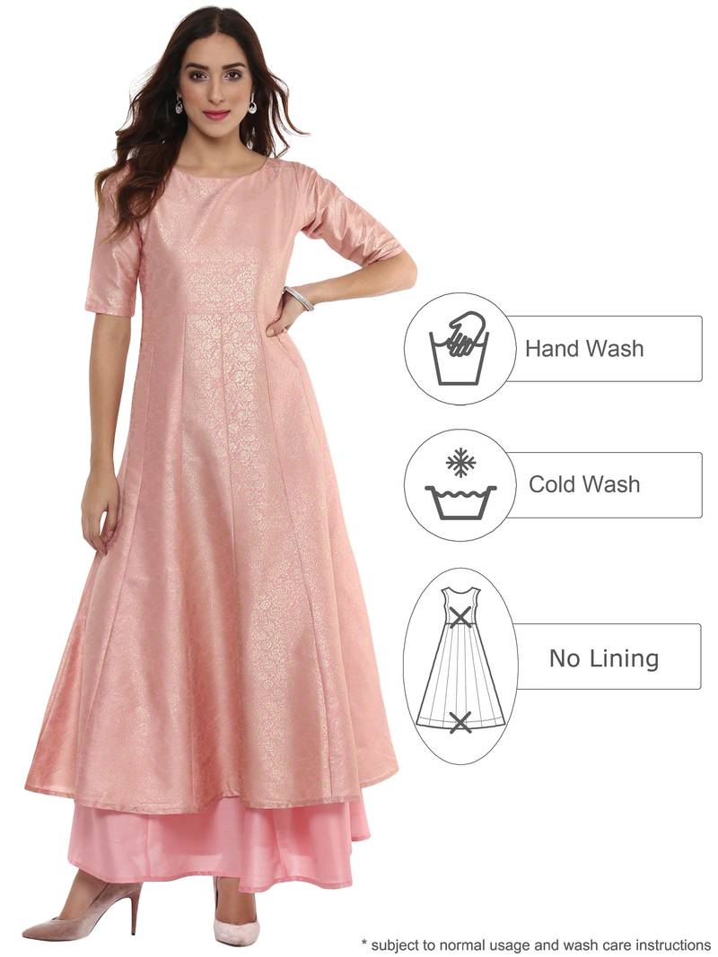 Pink  dupion silk stitched kurti