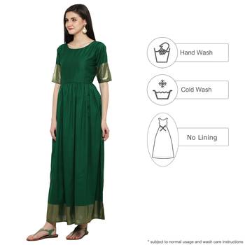 Green  art silk stitched kurti 5