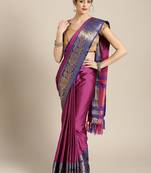 Pink Woven Banarasi Cotton Silk Zari Border Saree With Blouse