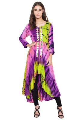 Multicolor embroidered rayon long kurtis 1