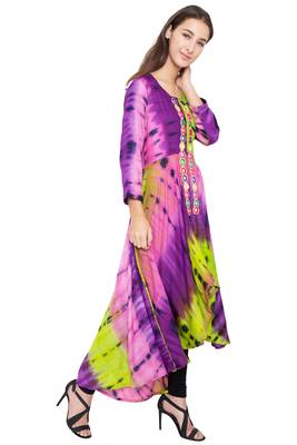 Multicolor embroidered rayon long kurtis 3