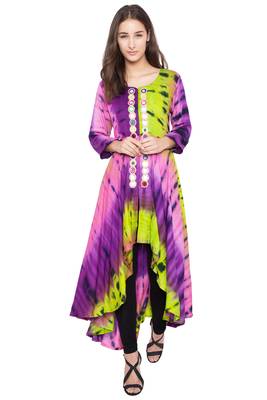 Multicolor embroidered rayon long kurtis 5