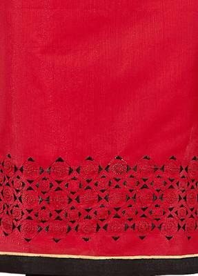 women chanderi Red embroidery party wear unstiched  salwar suit with dupatta  2
