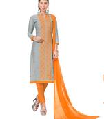  women chanderi Sliver embroidery casual wear unstiched  salwar suit with dupatta 