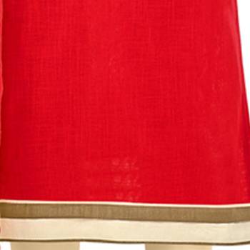Red embroidered cotton salwar with dupatta 3